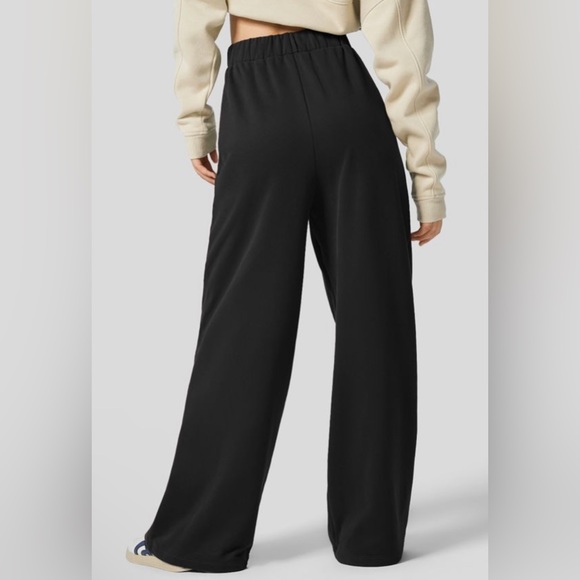 Halara High Waisted Plicated Side Pocket Wide Leg Fleece Casual Cotton Pants XS - Picture 2 of 7